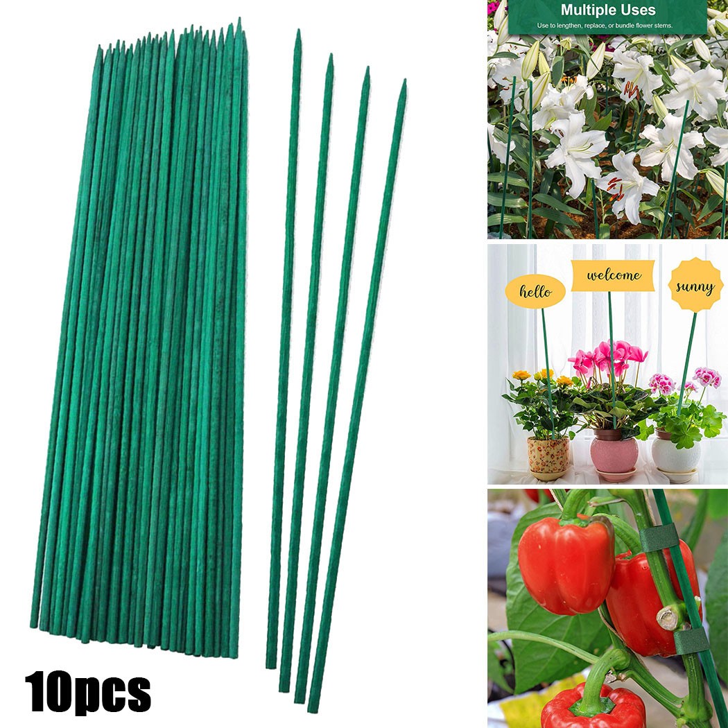 Plant Support Stake - 10pcs 40cm Green Plant Support Sticks