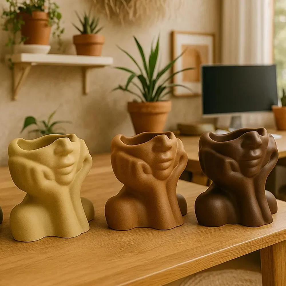 Abstract Face Planter Pot Sili - Succulent Set ulasan dan harga