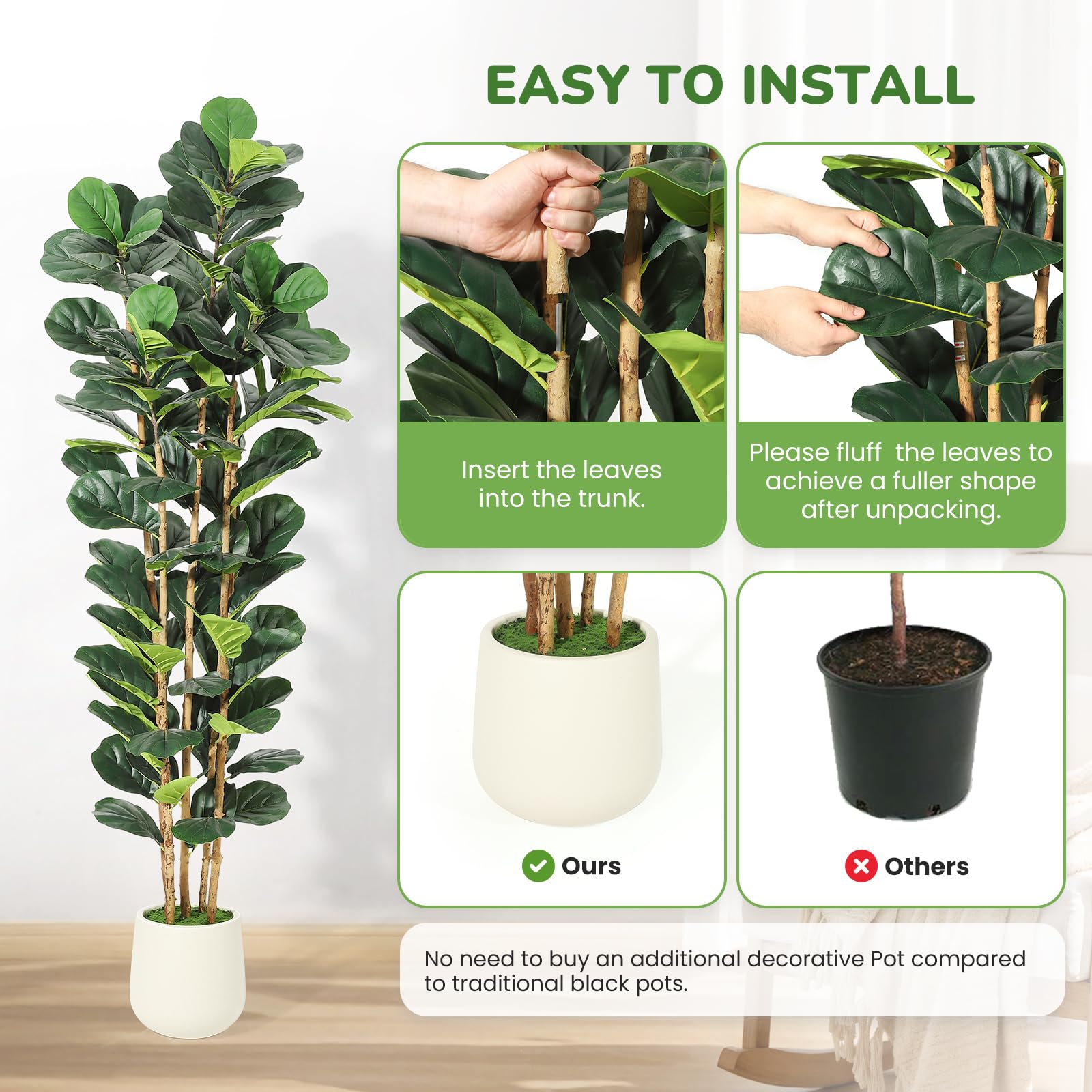 Faux Fiddle Leaf Fig Tree 5/6/ - Fiddle Leaf Fig ulasan dan harga