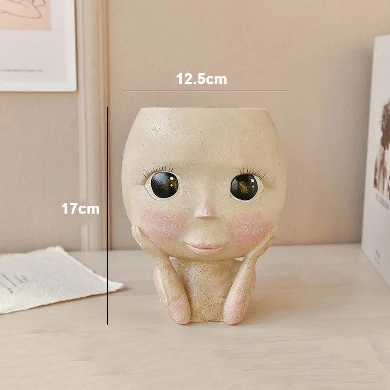 Girls Face Head Flower Planter - Succulent Set ulasan dan harga