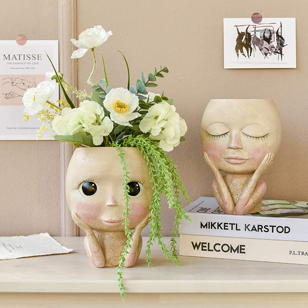 Girls Face Head Flower Planter - Succulent Set ulasan dan harga